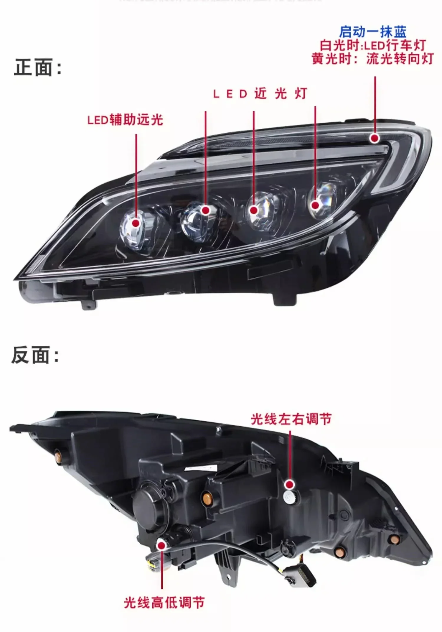 مجموعة مصابيح أمامية LED لـ Buick GL8 ES 2018-20 ترقية ضوء النهار الجري إشارة الانعطاف ملحقات السيارة #2