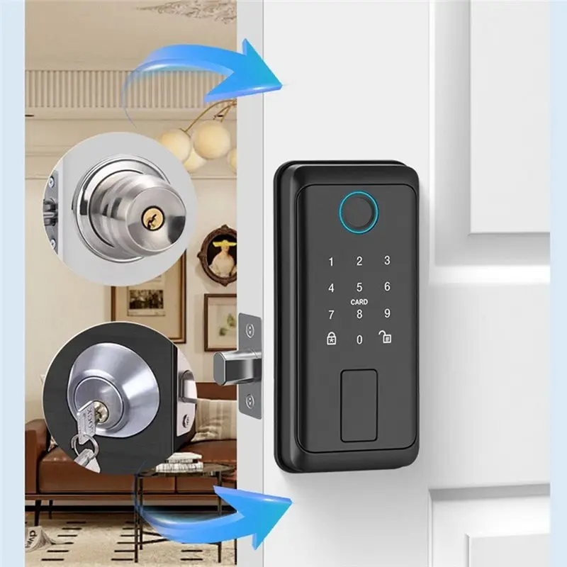 B97A-Tuya WIFI Remote Control Door Lock With Fingerprint Sensor Key Functionality- Digital Indoor House Electronic Deadbolt