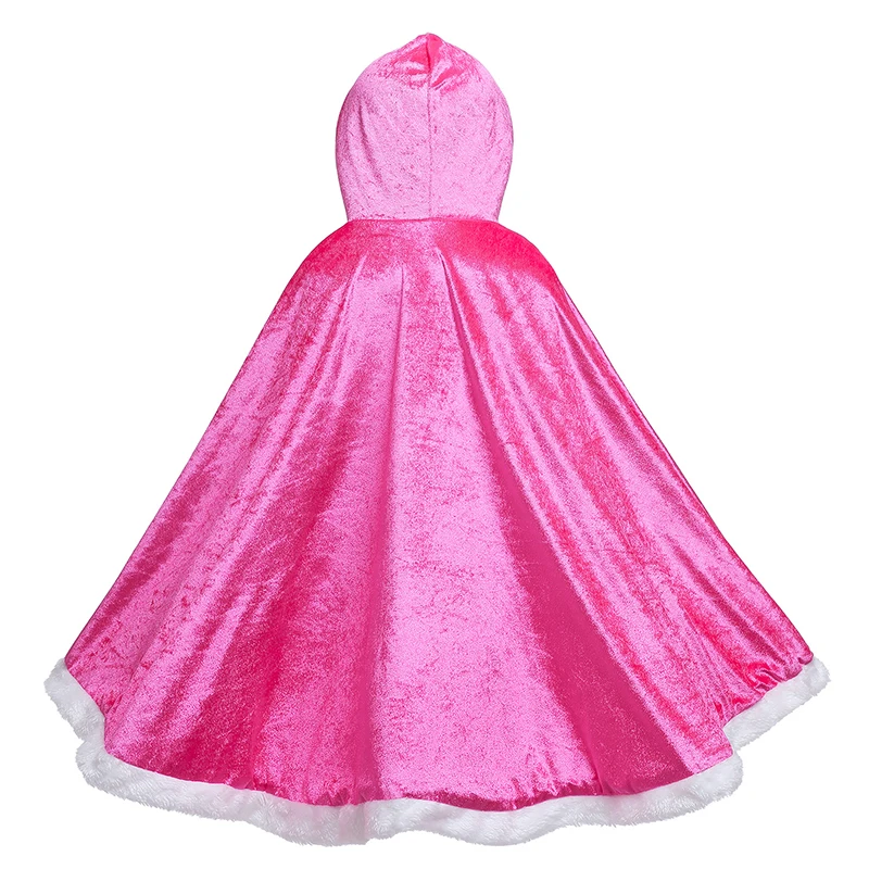 Winter Girls Velvet Princess Long Cloak Christmas Birthday Party Fancy Fairy Cute Cape Kids Floor Length Corduroy Hooded Shawl
