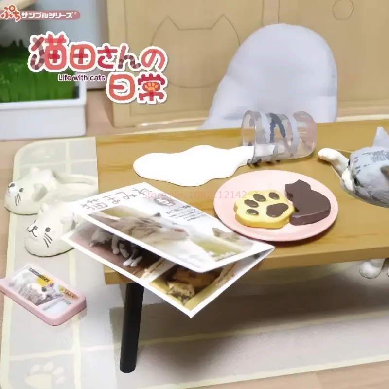 

Re-ment Capsule Miniature Model - Cat's Daily Life with Sofa Computer Desk Cat Tree Scene for Collectors And Toy Figures