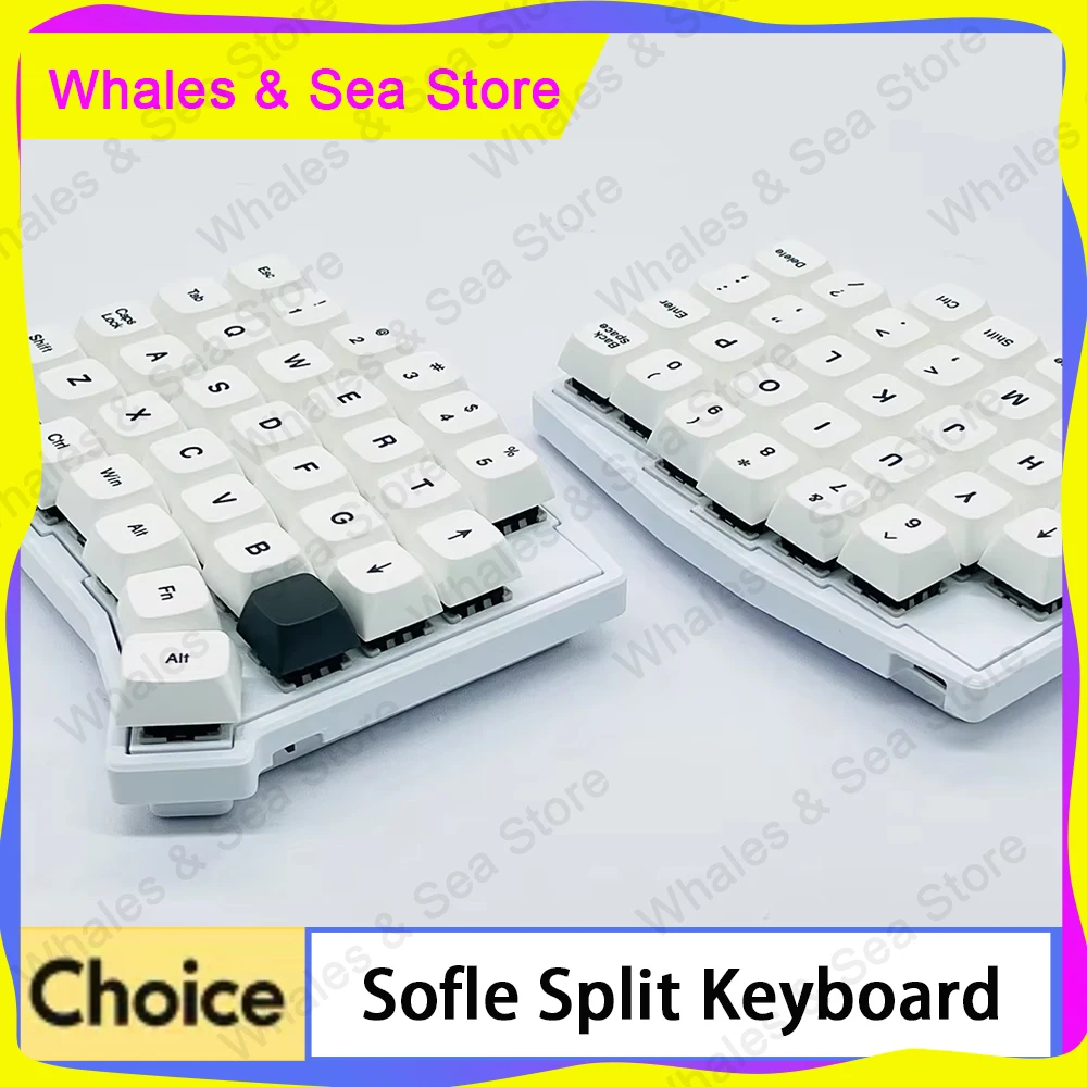 

Sofle Split Keyboard 2,4G Беспроводная горячая замена VIAL Эргономика Sofle Split Комплект клавиатуры Настройка с приемником 2,4G Аксессуар для геймеров