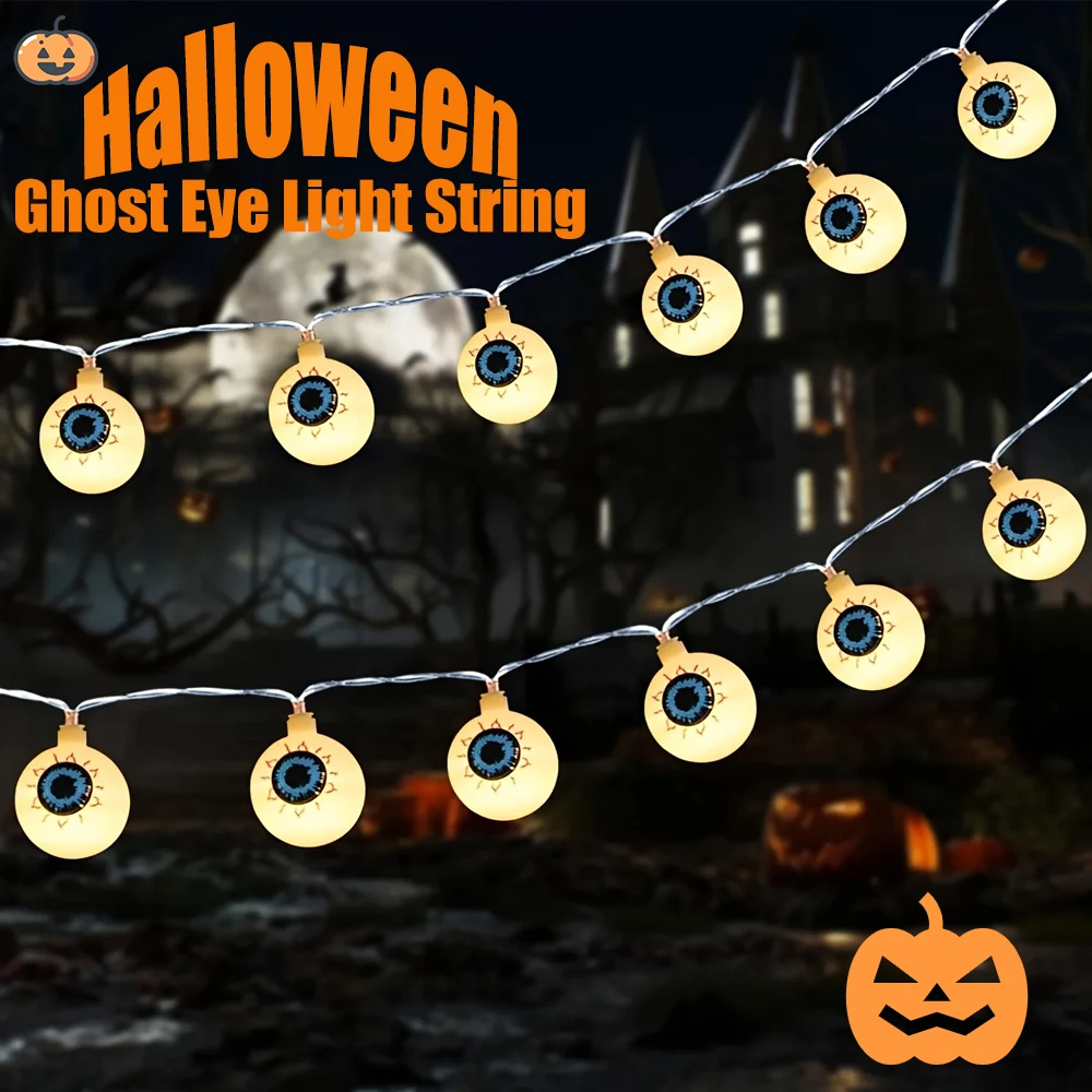 LED Eyeball Ambient String Lights 20LED Hanging Halloween Decoration Lights Battery Powered Decorative for Indoor Outdoor Lamp