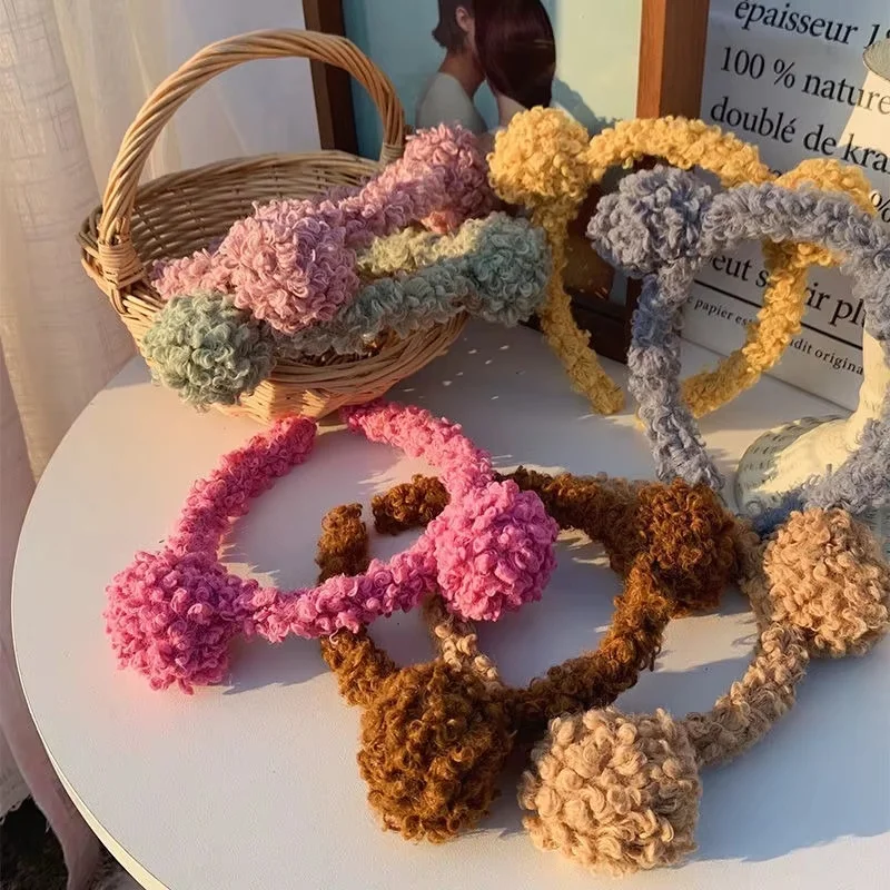 Cute Plush Little Bear Ears Cartoon Hair Hoop for Women Girl Hair Band 2024 Autumn Winter Hairband Headdress Hair Accessories image 2