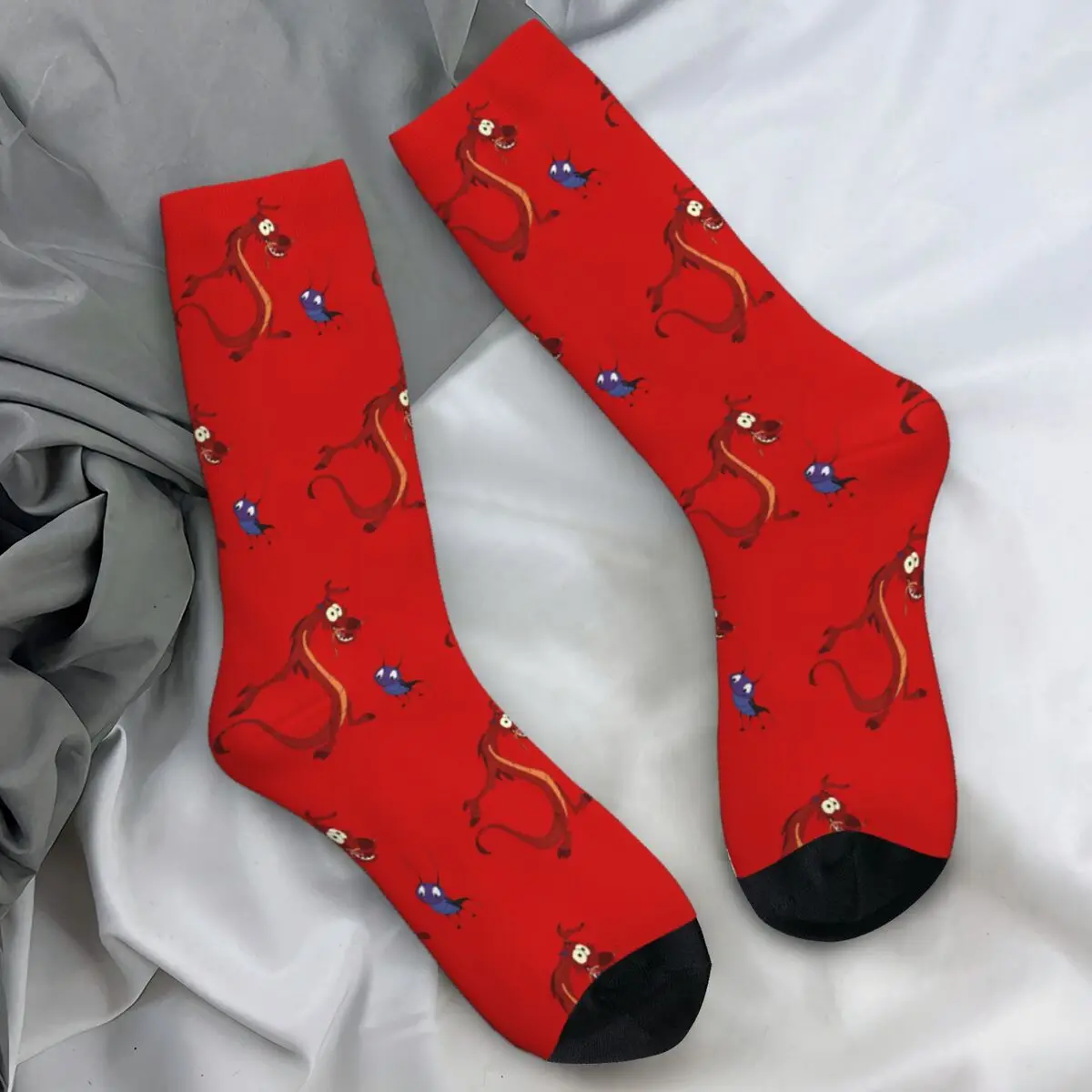 Mulan Mushu And Cricket Stockings Printed Retro Socks Autumn Anti-Slip Socks Men Outdoor Sports Quality Socks