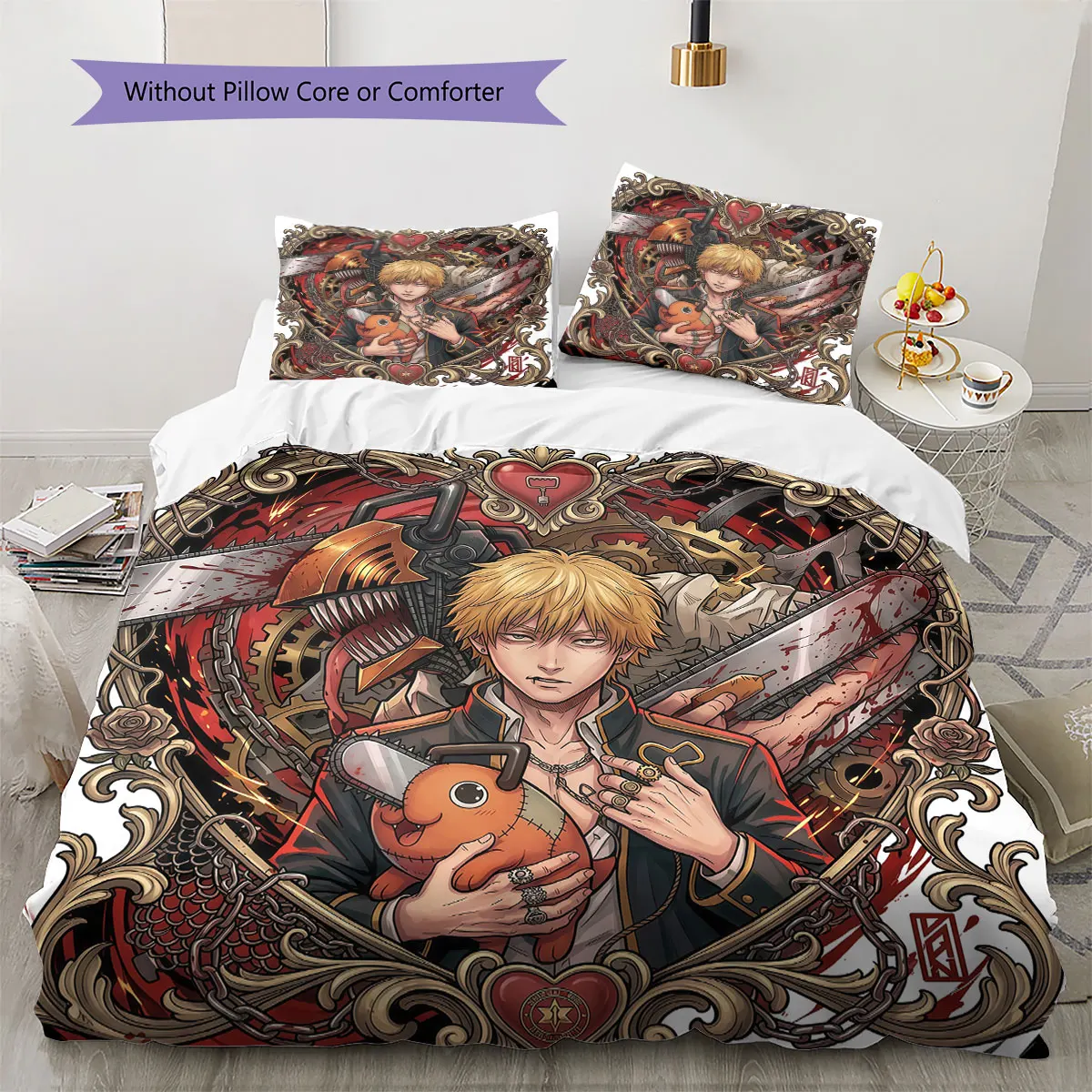 Chainsaw Man Comfor Duvet Cover Child's Bedding Set,Extra Large Size Holiday Gift Various Sizes Available -HE63