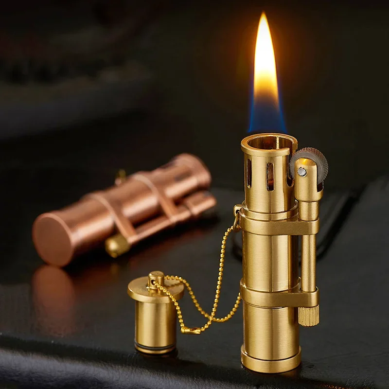 Vintage Bronze Vintage Kerosene Lighter Grinding Wheel Open Fire Classic Vintage Collection Decorative Lighter Gifts