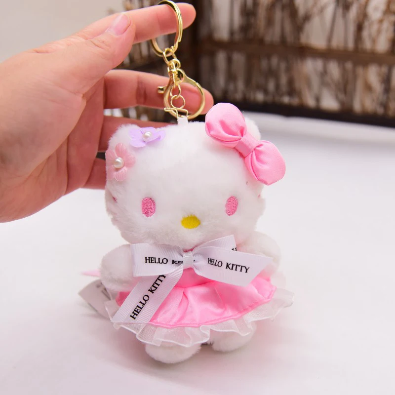 Sanurgente-Porte-clés mignon Hello Kitty Kawaii, plusieurs documents en peluche, porte-clés beurre, sac d'école, pendentif jouet, accessoires, 1 pièce