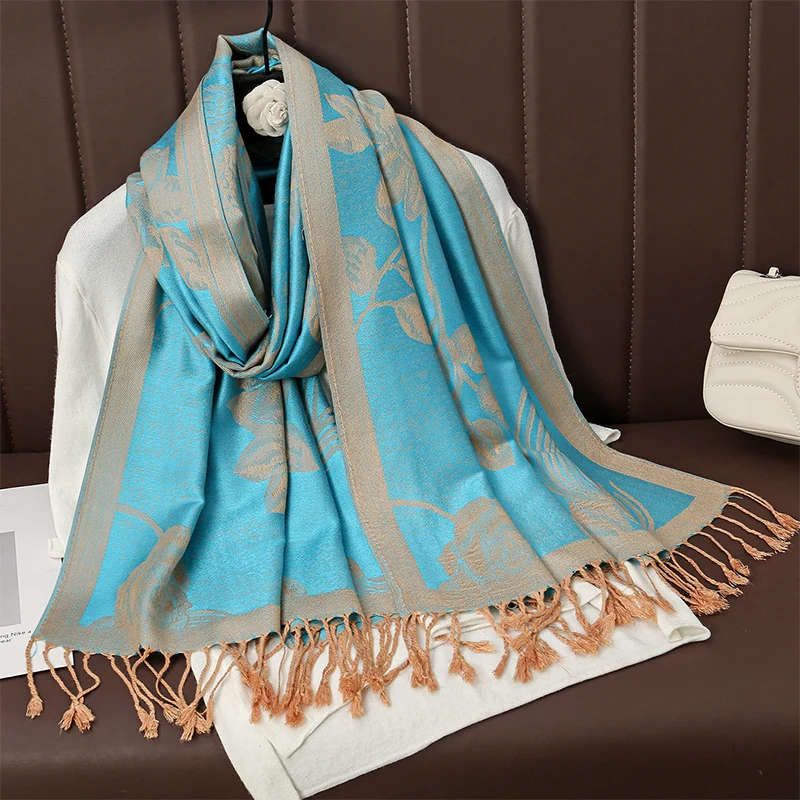 2024 Winter Scarf For Women Shawls Wrap Fashion Plaid Warm Thick Cashmere Scarves Lady Pashmina Female Bandana Quality Tassel