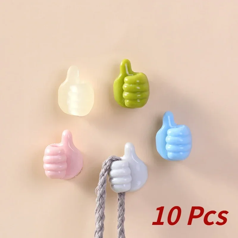 

10pcs Creative Thumbs Up Shape Wall Hook Clip Holder Kitchen Barthroom Adhesive Storage Organizer Rack