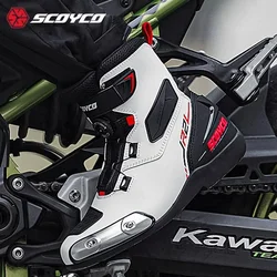 Men's Motorcycle items Boots SCOYCO Motorcross Riding motorfiets Leather motorbike Fall Prevention Moto accessories motos Shoes