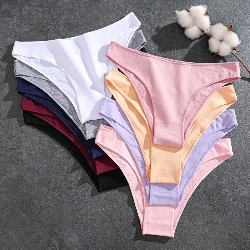 7Pcs/Set Women's M-XXL Cotton Seamless Underpants High Quality Soft Breathable Panties Solid Color Comfortable Ladies Underwear