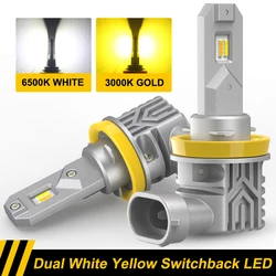 BMTxms 2Pcs H8 H9 H11 H16JP Led Fog Lights 6500K 3000K Switchback Dual Color 9006 HB4 9145 H10 9005 HB3 CANBUS LED DRL Lamp Bulb