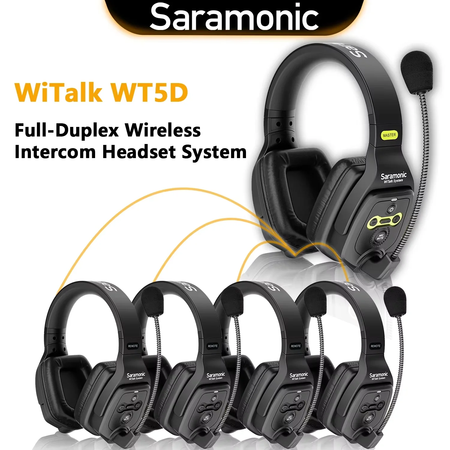 Saramonic WiTalk WT5D Full Duplex Communication Wireless Intercom Headset System Marine Boat Football Coaching Events Microphone