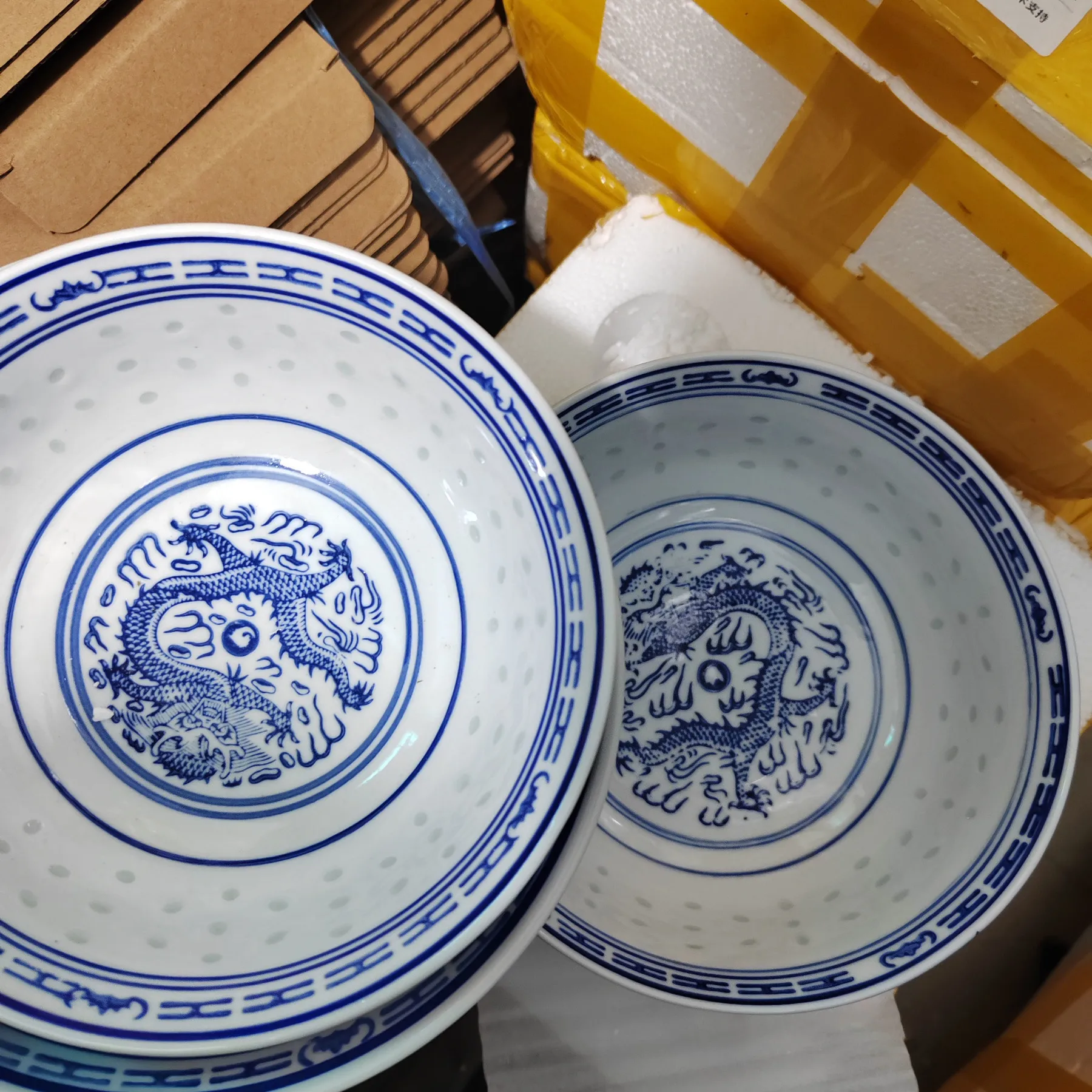 Blue And White Ceramic Tableware Chinese Dragon Pattern Soup Noodles Bowl Vintage Rice Bowls Salad Bowl Dinnerware