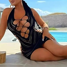 Sexy Lenceria Beach Wear V-neck Bikini Dress Women Costumes Baby Doll Porn Cover Up Fishnet Lingerie Ropa Interior Sexi Mujer