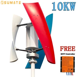 Factory 10KW 15KW 20KW Wind Turbine Generator For Home Low Noise 10000W 12V 24V 48V Small Vertical Windmill With MPPT Controller