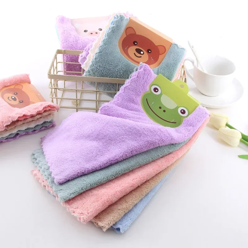 Handkerchief Coral Fleece Soft Absorbent Lace Kitchen Cleaning Cloth Children's Hand Towel Handkerchief Cleaning Products