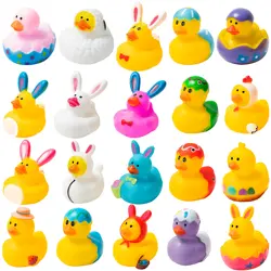 2/6/12/24pcs Easter Rubber Ducks, Mini Bunny Rubber Duckies Bath Toys for Kids, Easter Basket Stuffers and Party Favors