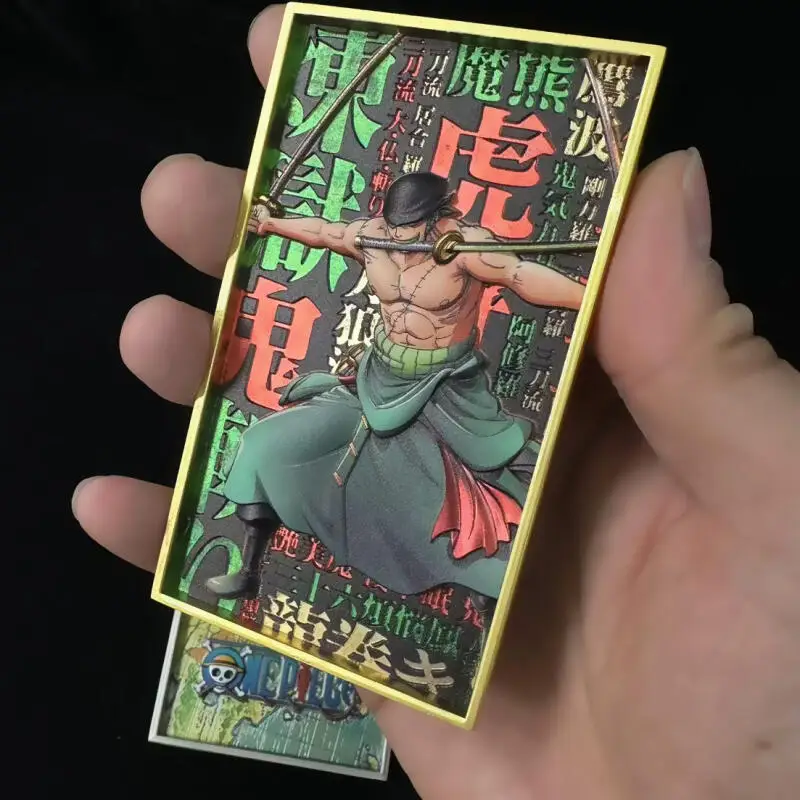

DIY ONE PIECE металлическая карта с резьбой Ророноа Зоро 3D-карта Коллекционная карта Коллекционная карта Аниме Коллекция Экшн-игрушки Фигурки Подарок