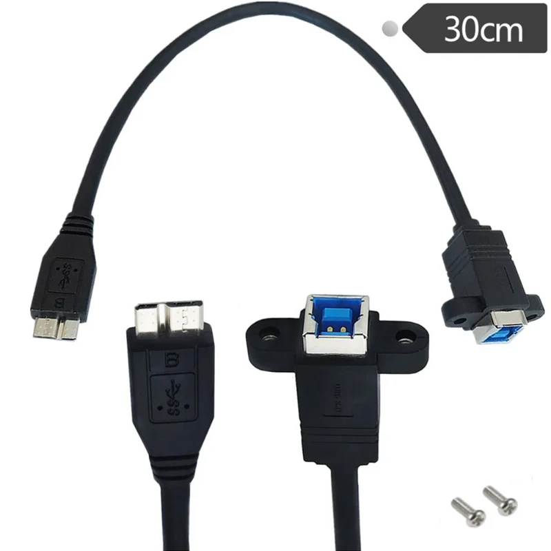 

Usb 3.0 Type B Female To Micro B Male Cable With Panel Mount Screw Holes Panel Mount Usb3.0 Type Bf To Micro Bm Conversion Cable