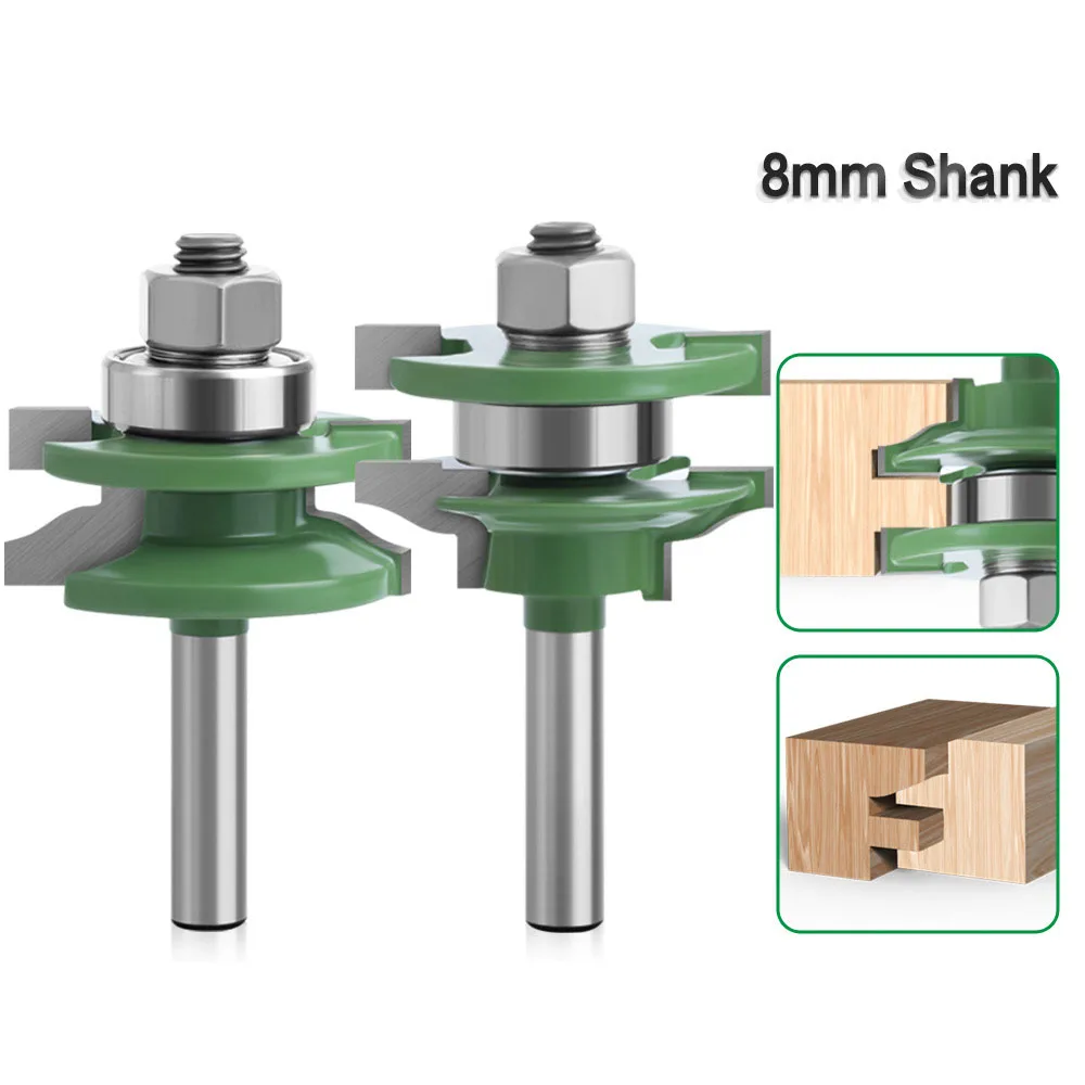 

2 PCS/Set 8MM Shank Milling Cutter Wood Carving Large Stile & Rail Set-Ogee Bit Set Tenon Cutter for Woodworking Milling Cutters
