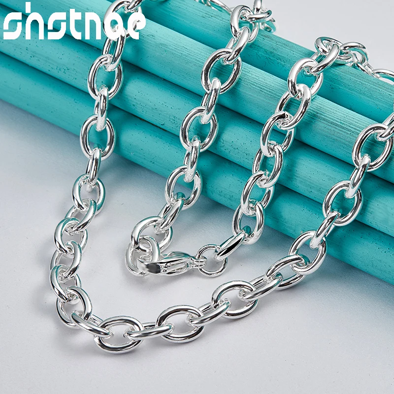 SHSTONE 925 Sterling Silver Oval Link Chain Necklace For Women Man Party Engagement Wedding Birthday Fashion Charm Jewelry Gifes