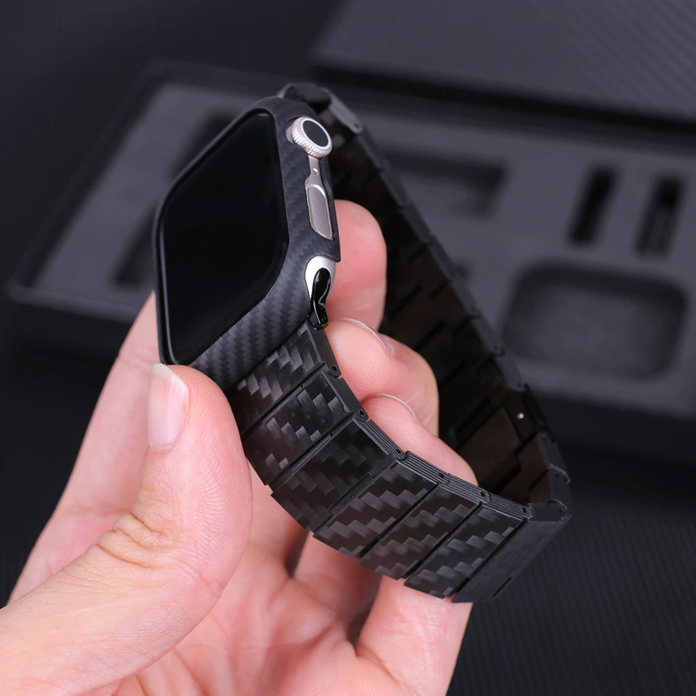 100% Genuine Carbon Fibre Strap For Apple Watch Ultra 49mm 45mm Band+Carbon Fibre Case iWatch Series 8 7 High-quality Bracelet