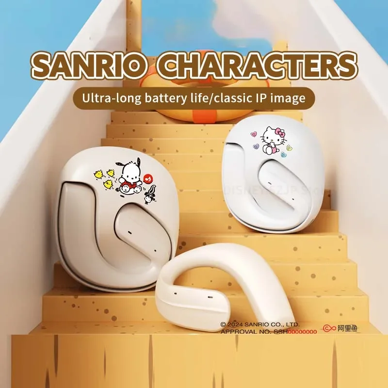 Sanrio H580 OWS Wireless Headphones Bluetooth Earphones Kawaii Kuromi Wireless HiFi Stereo Sound Earbuds Button Control