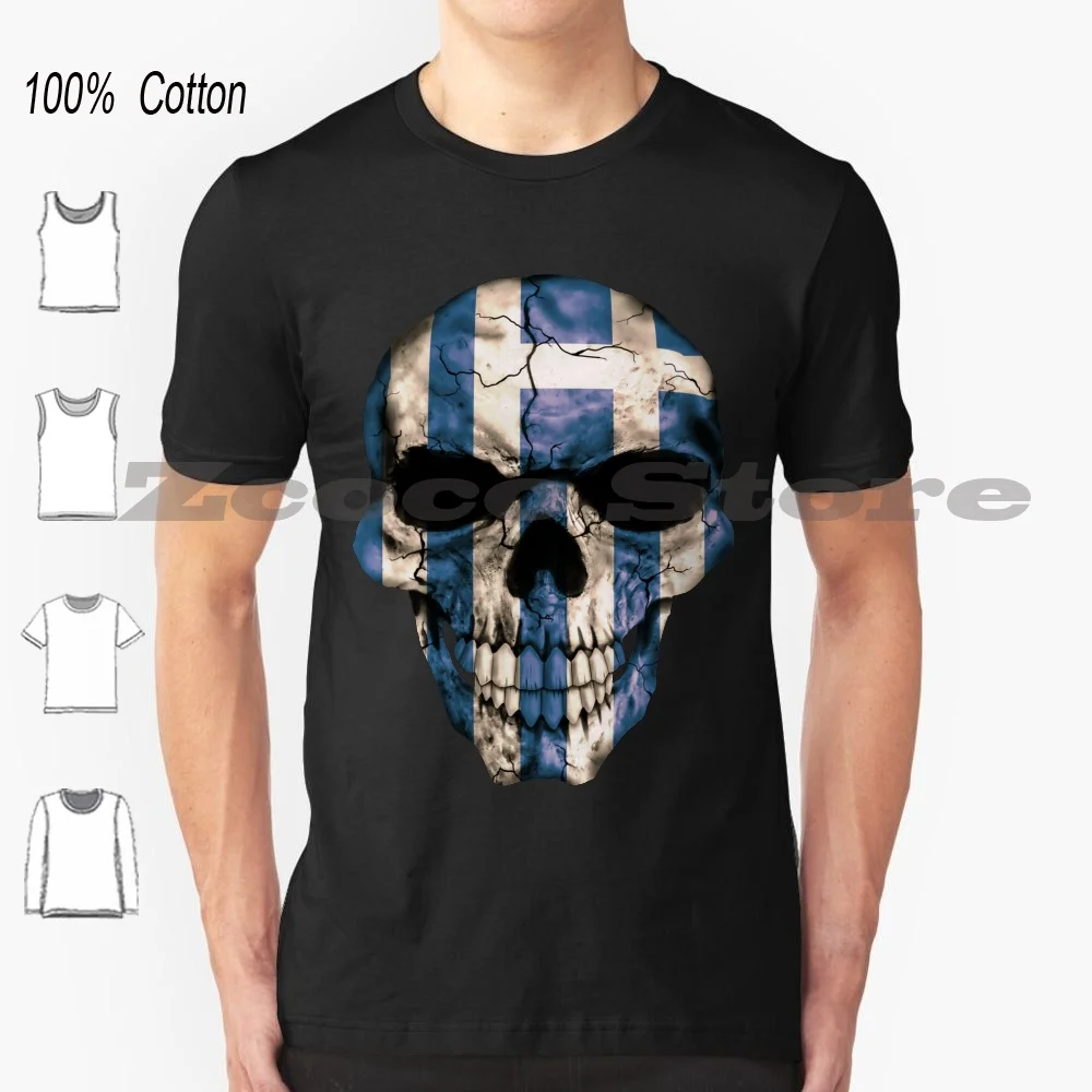 

Greek Flag Skull T Shirt 100% Cotton Comfortable High-Quality Flag Skull Pride National Love Live Skulls Proud Spencer Banner