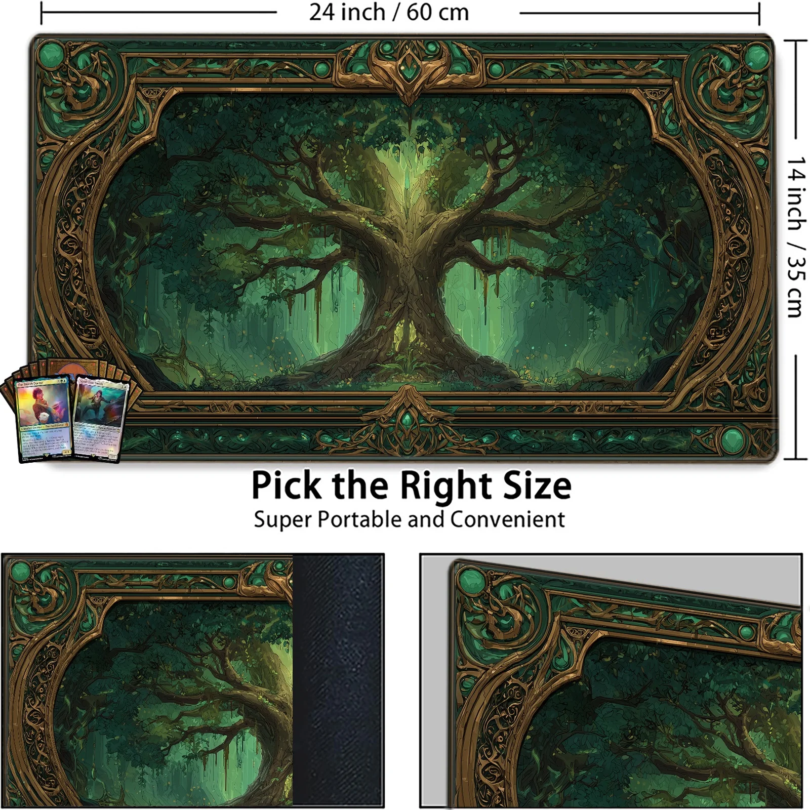 Mystical Forest Ancient Tree TCG Playmat Magic Card Battle Mat Non-Slip Durable Stitched Edge tapete magic mat Tabletop playmat