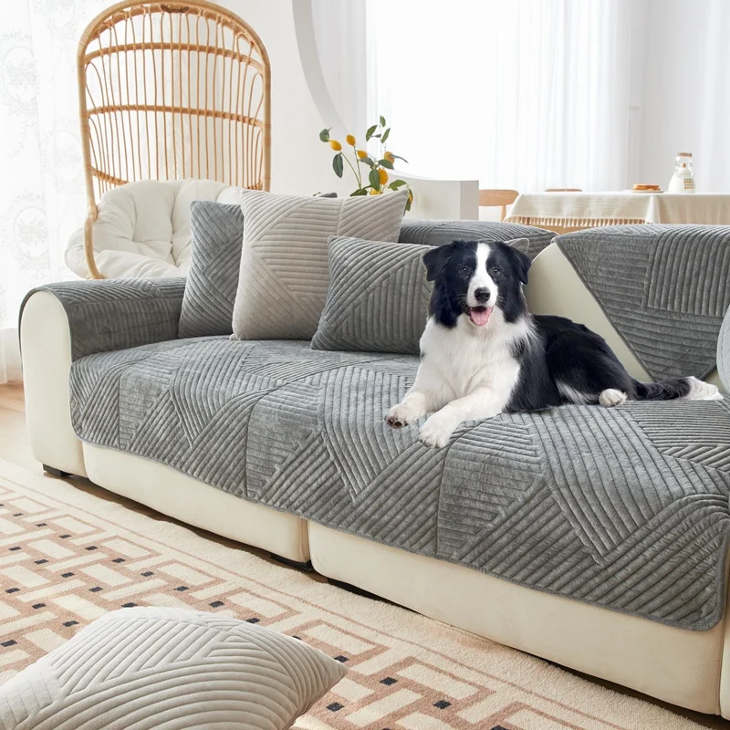1PC Soft Velvet Sofa Seat Cover Non-slip Dust-proof Corner Couch Slipcovers Pets Kids Sofa Cushion Towel for Living Room Home