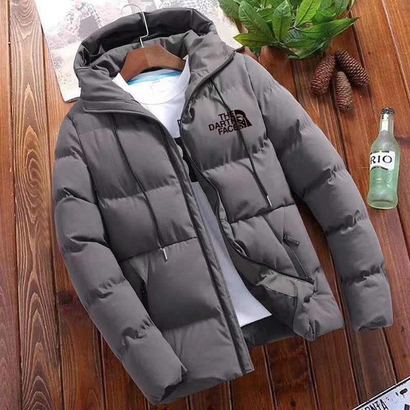 Mens windproof cotton jacket warm windbreaker winter coat solid standing collar casual wear trendy new popular in 202400