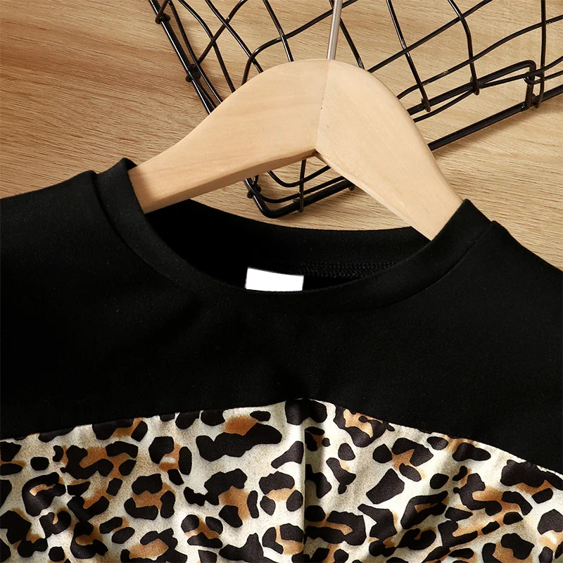 Two Piece Set For Summer Girls New Fashion Trend Daily Leisure Sweet Lively Cute Soft Comfortable Lightweight Breathable Leopard