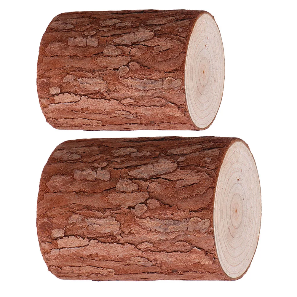 

2pcs Wooden Stump Ornaments Natural Model Mini Decor for Room Desktop Bookshelf Bar Fir Wood Creative Shape Ideal Gift