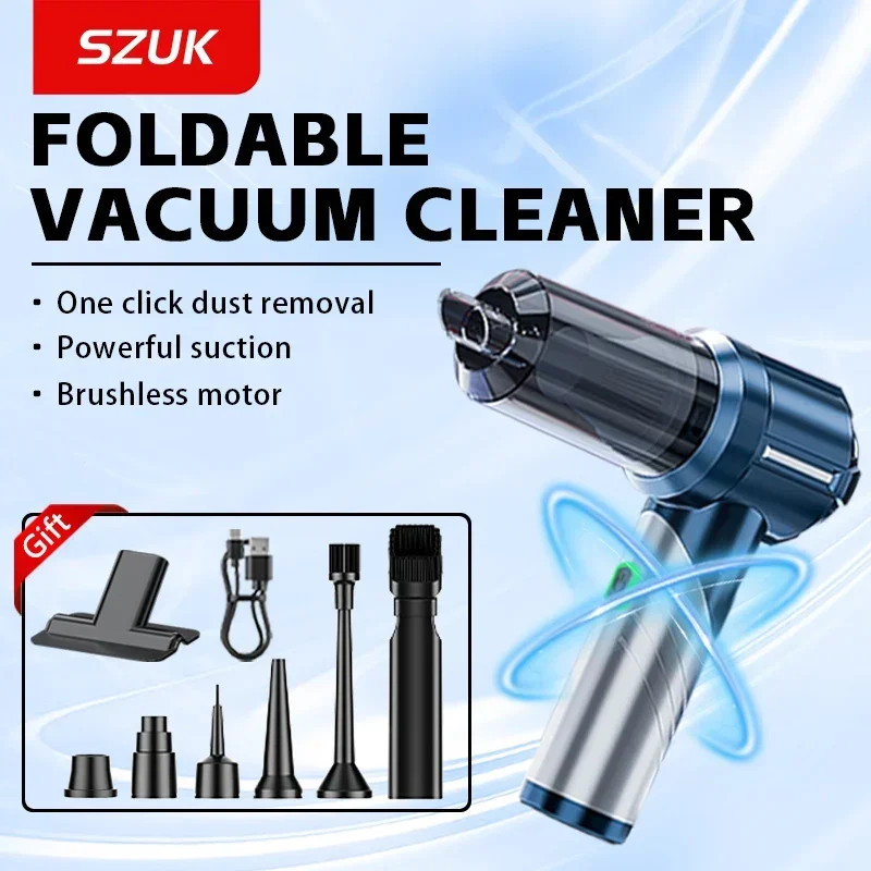 SZUK 90° Foldable Car Vacuum Cleaner Wireless Portable Vacuum Cleaner Mini Handheld Vacuum Cleaner Powerful Vacuum Cleaner