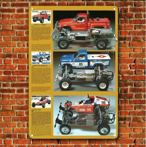Y1,Metal Poster Vintage Rc Car Tin Sign Plaque Tamiya Guide Rough Rider-aluminum