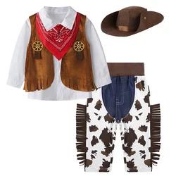 Kid Boys Cowboy Costume Children Western Cowboy Costumes Purim Cosplay Halloween Event Dress Up Party Stage Performance Outfits