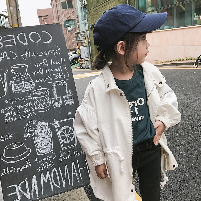 2 3 4 5 6 Years Girls Long Trench Coats Fashion Korean Windbreaker Jacket For Toddler Girls Spring Autumn Children's Clothing