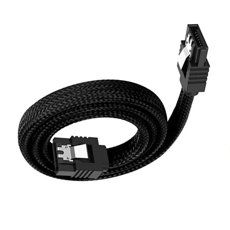  Nylons Braideds SATAIII Cable 50cm Color Matcheds Secure Lock Clip Low Profile Connectors For PC Components
