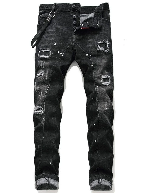 

Мужские облегающие джинсы Cool k Sle с пятнистыми чернилами и пуговицами, повседневные длинные брюки на осень и зиму