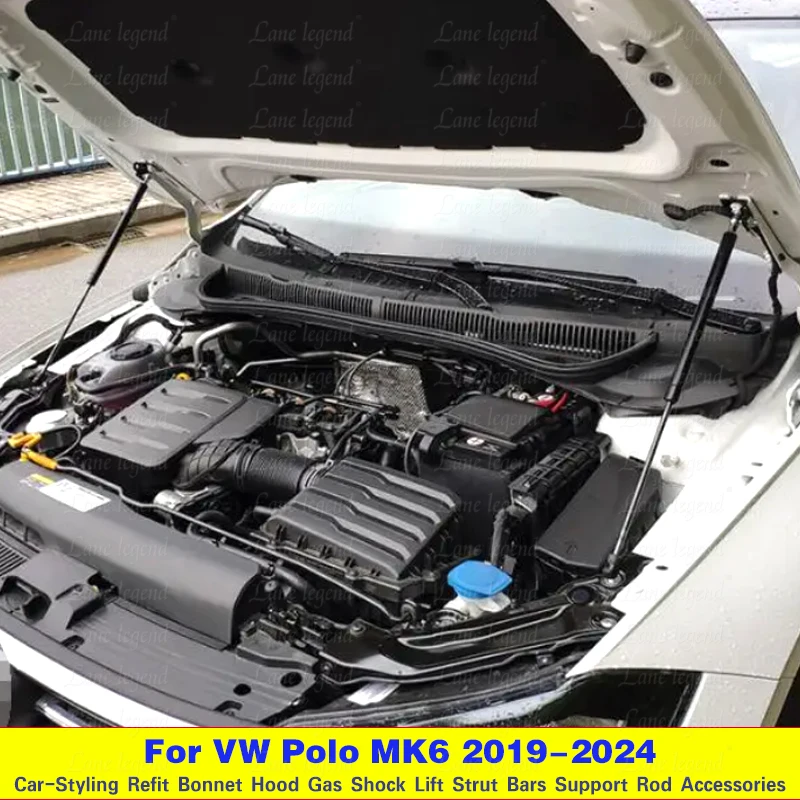 For VW Polo 2019 2020 AW MK6 Refit Bonnet Hood Gas Spring Shock Lift Strut Bars Support Hraulic Rod Car-styling