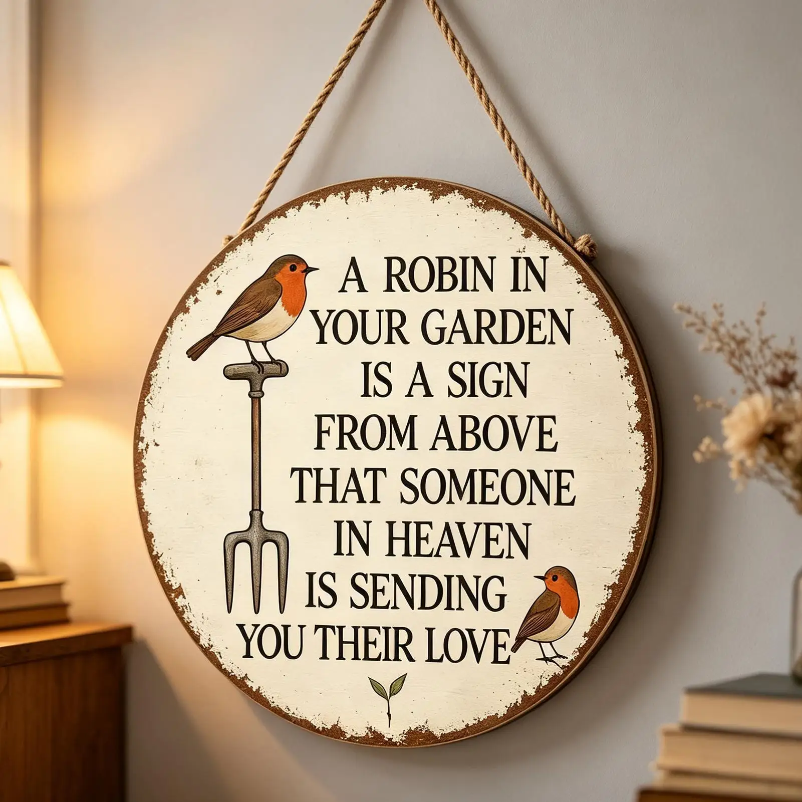 Garden Signs For Outside Rustic Robin Vintage Memorial Weatherproof Wall Decor Sympathy Outdoor Signs Garden Decor For Porch
