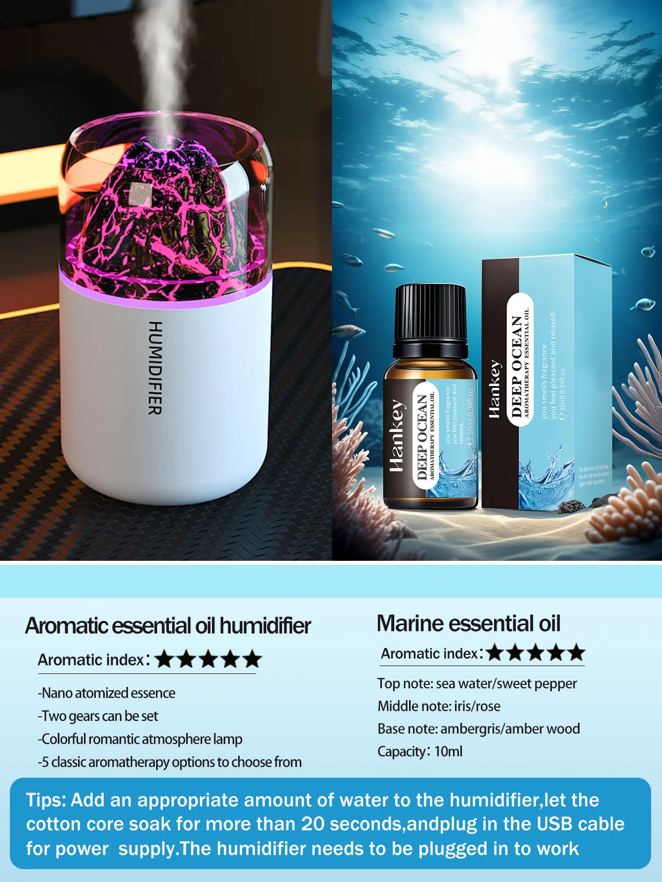 Der USB-Aromatherapie-Diffusor mit simulierten vulkanischen Farblampen ist für den Einsatz in Autos, Häusern, Schlafzimmern und als Geschenk geeignet.