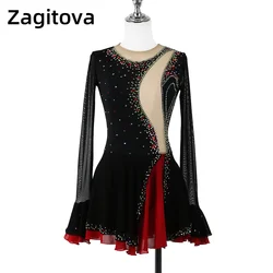 Zagitova Figure Skating Dress For Women Girls Ice Skating Skirt Long Sleeve Pagoda Latin Dance Ceremonial Dress