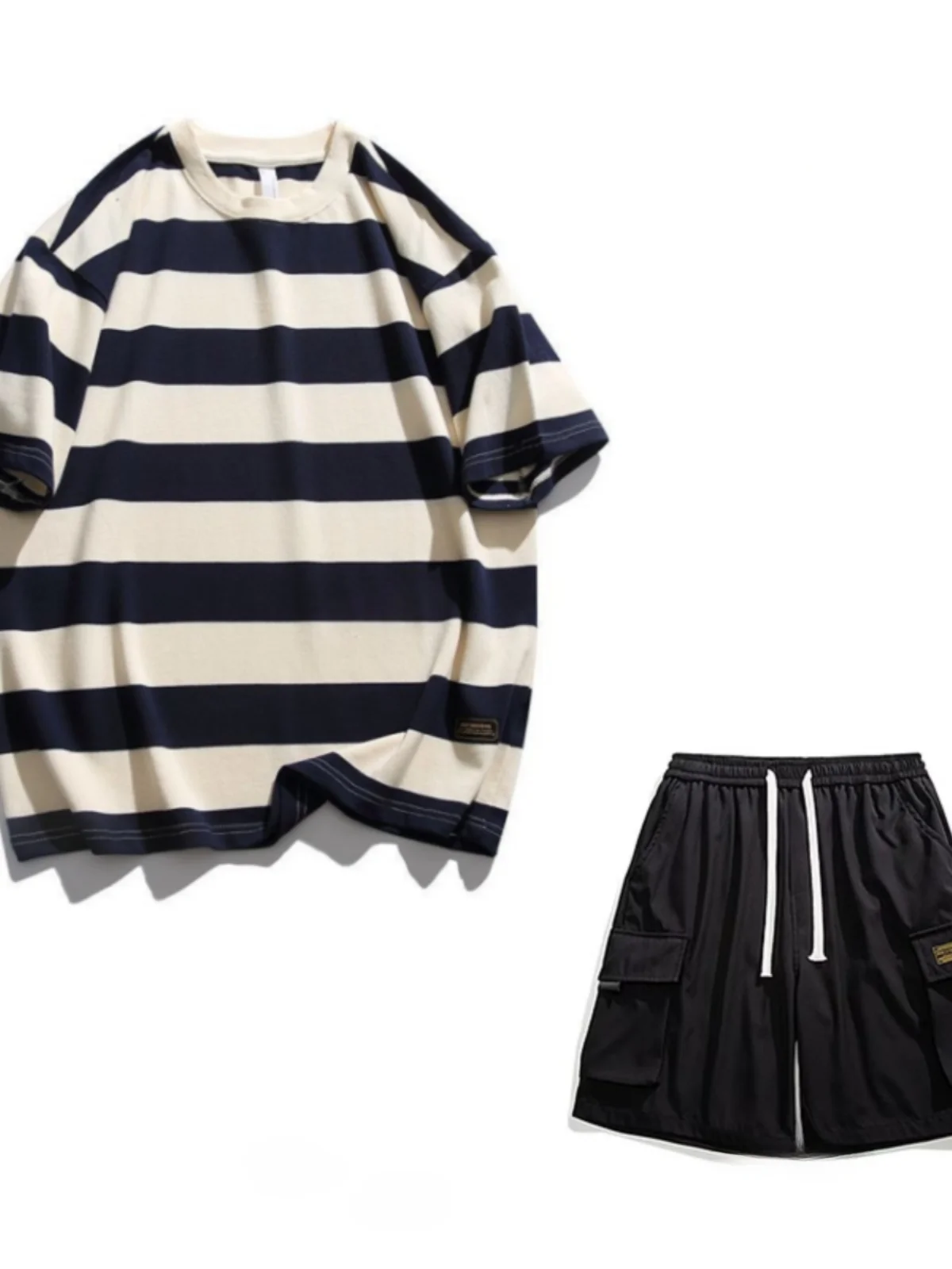 

Summer ort Sve Men's Set Casual Sportswear Five-Quarter orts Sli T-irt And Pants Combo for Teens Polyester Fiber