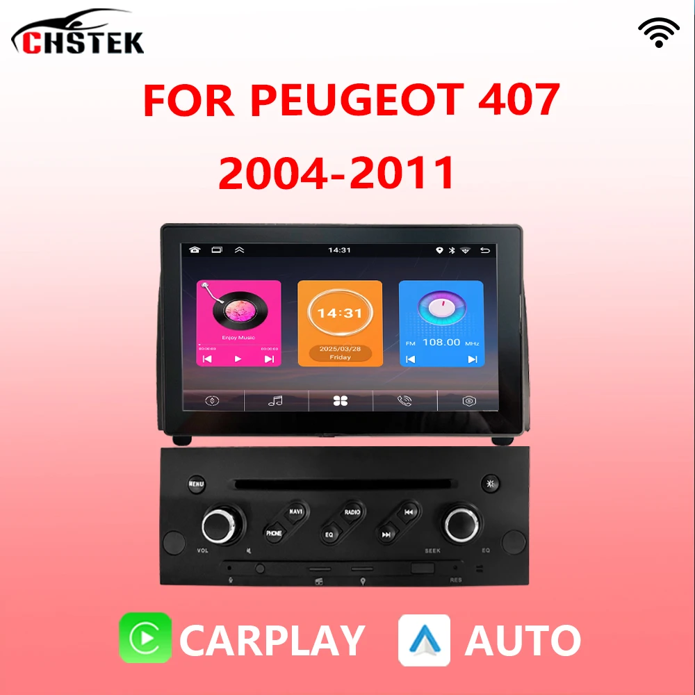 

CHSTEK 8" Car Radio Multimedia Wireless Auto Carplay For Peugeot 407 2004-2011 Auto Navigation Carplay Bluetooth Android WIFI