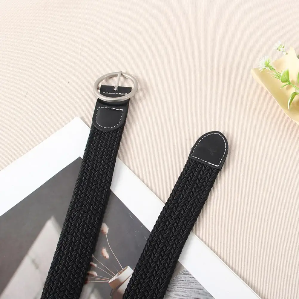 Practical Jeans Belt Women Canvas Jeans Belt No Punch-free Design Wear-resistant Braided Waistband Adjustable Dress Shirt Tops