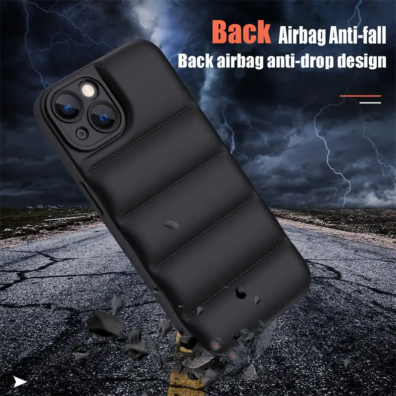 Fashion Brand Down Jacket Phone Case For iPhone 15 14 13 12 11 Pro Max X XS XR 7 8 Plus SE 2020 Puffer Case Soft Silicone Cover