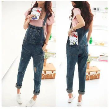 

VOLALO Fashion Women Denim Jumpsuit Ladies Spring Fashion Loose Jeans Rompers Female Casual Overall Playsuit With Pocket 9584