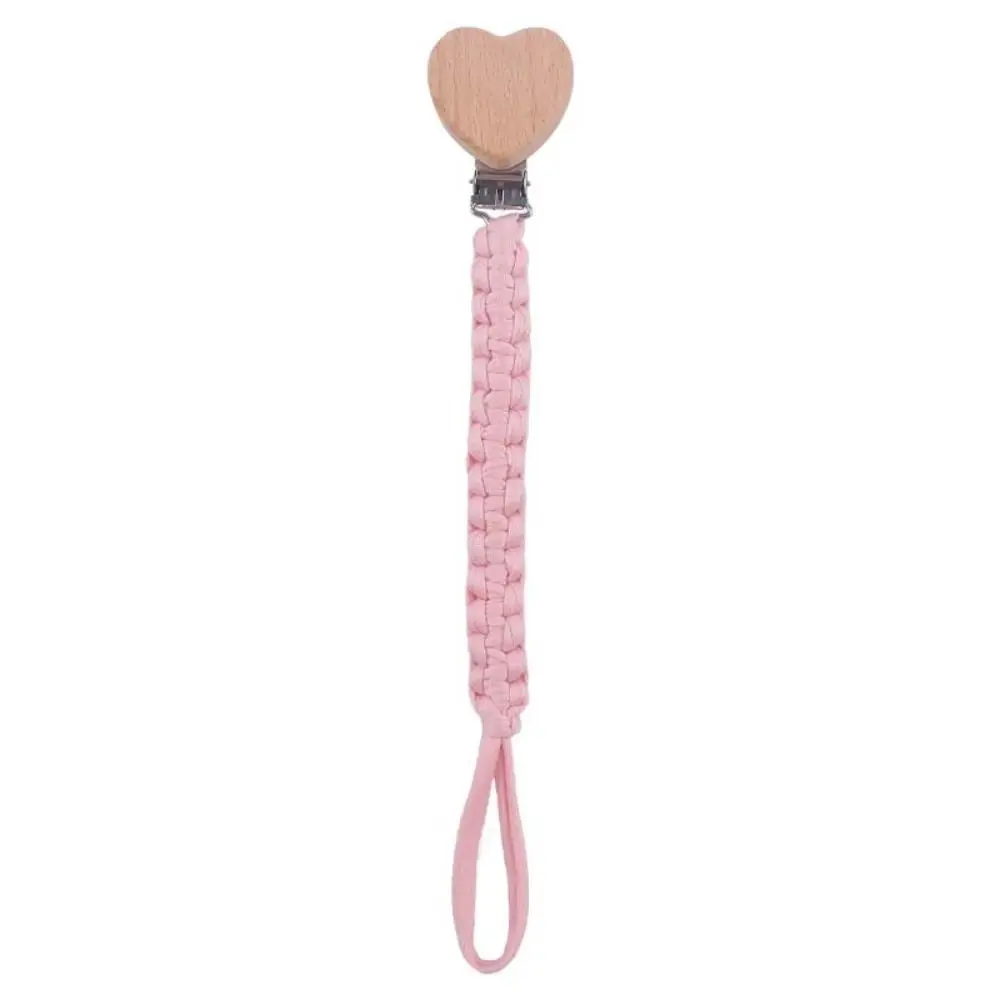 

Soother Holder Wood Children Heart Shape Dummy Clips Baby Teether Toys Straps Baby Pacifier Chain Pacifier Holder Clips